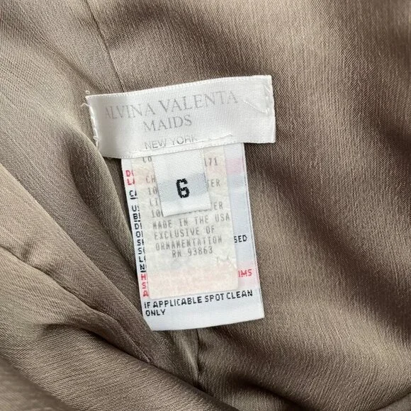 Alvina Valenta Taupe Sweetheart Neck Prom Chiffon Bridesmaid Dress Womens Size 6 - Picture 4 of 11